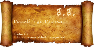 Bossányi Bianka névjegykártya